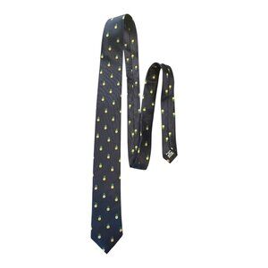 Van Heusen Pineapple Tie – Navy Blue Silk Necktie – 58" – Tropical Novelty Print